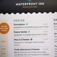 Menu at The Waterfront Inn in Shanklin
