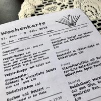 menu at Lesecafe Anstandig essen in Erlangen