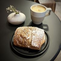 Vegan almond croissant and look at the crema on that americano!   at Exquisite Creatures Coffee in Portland