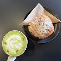 Chocolate Croissant + Matcha Latté   at Exquisite Creatures Coffee in Portland