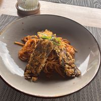 Aubergine pasta   at Anandinii Organic Garden & Kitchen in Sidemen