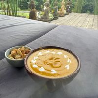 Pumpkin soup was to die for! Honestly so fresh had me questioning if I’ve ever really truly had pumpkin in my life. AMAZING!!! Sooooo fresh!!! Staff is incredibly sweet.  at Anandinii Organic Garden & Kitchen in Sidemen