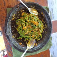 Long bean salad at Anandinii Organic Garden & Kitchen in Sidemen