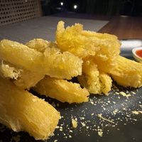 Crispy Cassava. Light, fluffy and a tasty starter  at Anandinii Organic Garden & Kitchen in Sidemen