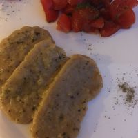 Lemon seitan and tomato salad  at Agriturismo Tenuta Antica in Cessole