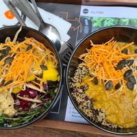 Daal with quinoa and a vegan poke bowl with sad mango at my indigo in Salzburg