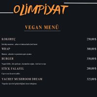 Menu at Olimpiyat in Samsun