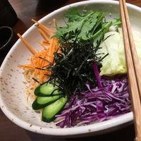 Cold vegetable udon dish (noodles are underneath) at Hoshina 穗科 - Songshan District in Taipei
