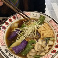 Different vegan ramen with soy broth   at Buga Ramen in Sevilla