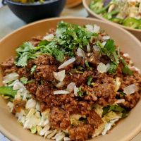 Impossible Asada Bowl (vegan). It was ok. at Mas Taco Bar in Sacramento