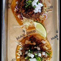 Impossible Asada tacos (vegan) at Mas Taco Bar in Sacramento