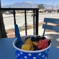 Yogurt with a view of Mt. San Jacinto    at Lizzy's Premium Frozen Yogurt in Desert Hot Springs