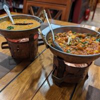 Two vegan curries - mixed vegetable curry and fried dal at Bombay Brau - Bifc Mall Busan in Busan
