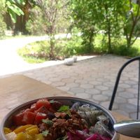 Smoothie bowl with fresh fruit and granola   at Ground Zero Martial Arts and Yoga Cafe in Siem Reap