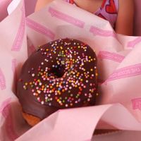 Choc donut with sprinkles at The Scoop Company in Warlingham