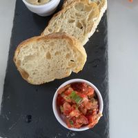 Bruschetta with tomato salsa and eggplant dip  at Nemo in Budapest