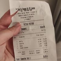 Receipt at La Huella Vegana - ES Visuals in Andorra La Vella