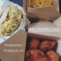Tofu scramble cheese fries and cauliflower bites at Blossom Du Jour - Midtown in New York City