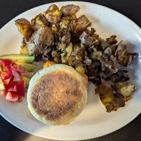 Sun's Up with potatoes at Denizens Cafe in Portland