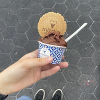 Dark chocolate vegan gelatoo  at Mizzica Gelateria & Cafe in Toronto