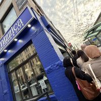 Line out the door & around the corner!  at Mizzica Gelateria & Cafe in Toronto
