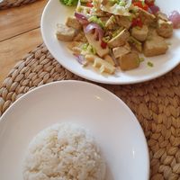 Fried bamboo with tofu for 3$ at Nick Restaurant in Siem Reap