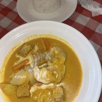 Pineapple tofu curry and rice  at Nick Restaurant in Siem Reap