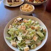 Vegan Caesar Salad with a creamy Mac and Cheese 🤤  at Veggie Grill by Next Level - Santana Row in San Jose