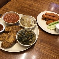 Don’t get the chicken on the left. The hot wings are quite good, however! at Veggie Grill by Next Level - Santana Row in San Jose