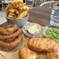 Vegan fish and chipss  at Garden of Eden in Windsor
