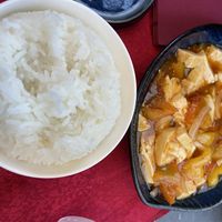 Tofu piccante with rice  at Yuga Sushi in Venice