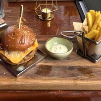 Vegan burger with polenta fries   at Vintage Bar in Hvar