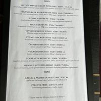 Menu as of June 2023  at Vintage Bar in Hvar