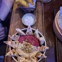 hummus & pita, polenta fries & vegan mayo  at Vintage Bar in Hvar