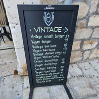 Board at street at Vintage Bar in Hvar