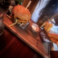 Burger and polenta friess  at Vintage Bar in Hvar