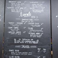 Food menu, veggie wrap is vegan  at Brubaker's Cafe & Bakery in Sumter