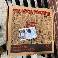 Vegan pizza box  at La Familia Katonah in Katonah