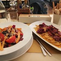 Mix Salad&Seeds and Pasta with pumpkin&beetroot at Freschette BioBistrot in Palermo