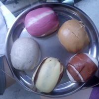 BUNS. Black sesame, chocolate banana, chocolate, brown sugar, Japanese potato at Pun-Pao Steamed Buns in Chiang Mai