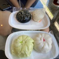 Some vegan and one not vegan Bun (the coconut one)  at Pun-Pao Steamed Buns in Chiang Mai