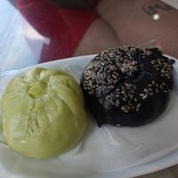 Charcoal black Sesame bun is so good! at Pun-Pao Steamed Buns in Chiang Mai