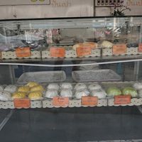 The sweet buns on display at Pun-Pao Steamed Buns in Chiang Mai