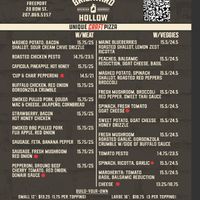 Pizza Menu at Brickyard Hollow in Freeport