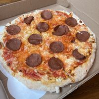 Vegan pepperoni pizza  at Brickyard Hollow in Freeport