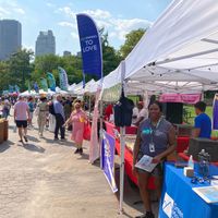 Row of vendors. at Vegan Night Market in New York City