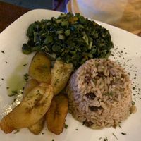 Callaloo meal, not as appealing as the Ackee  at Irie Foods in Oistins