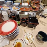 Counter dining. Space to put bag under counter, or under your seat. Seat has a little back rest too. at Sushino Musashi in Kyoto