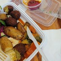 Falafel Plate at Sprig Contemporary Greek Kitchen in Vancouver