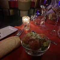 Caesar salad with fried tofu  at Queenz Cabaret in Sitges